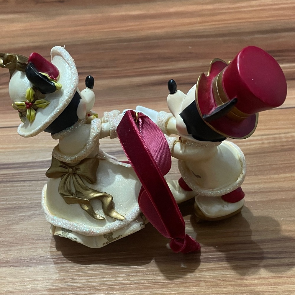 Vintage Victorian Mickey and Minnie Christmas Figurine Ornament - Picture 2 of 3